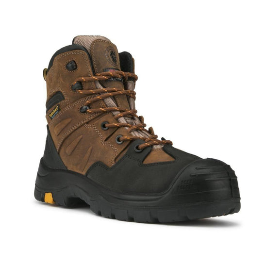 ROCKROOSTER Woodland Brown 6 inch Waterproof Safety Toe Leather Work