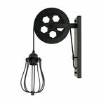 Retro Industrial Pulley Wheel Wall Light Fixture Metal Balloon Cage