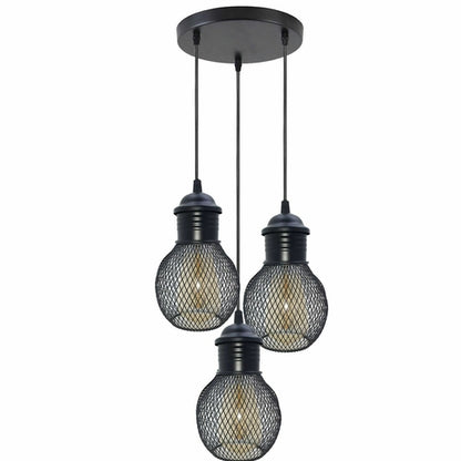 3Head Modern Vintage Industrial Retro Loft Cage Ceiling Lamp Shade