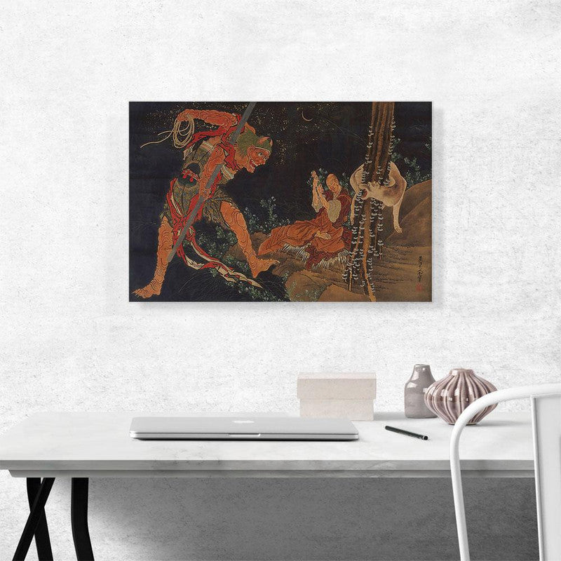 A Priest Practicing the Tantra a Demon Before Him and a Wolf Behind