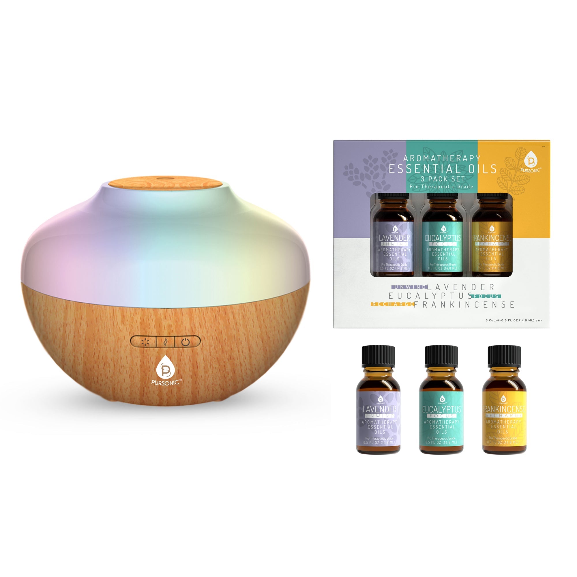 Pursonic Aromatherapy Diffuser & Essential Oil Set-Ultrasonic Top 3 Main image
