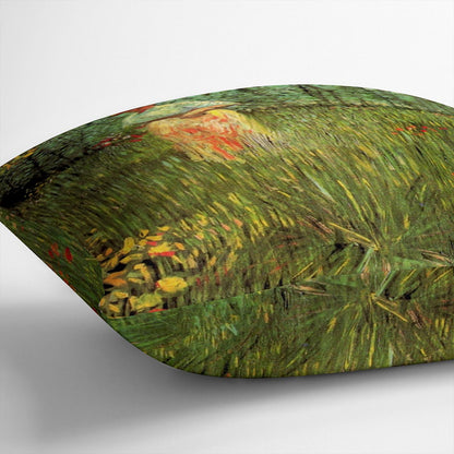 A Woman Walking in a Garden by Van Gogh Cushion