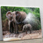 African elephant mother and baby cooling off Canvas Print or Poster