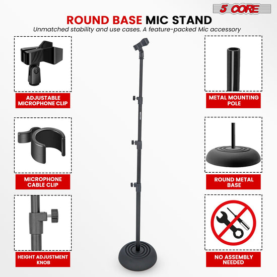 5Core Mic Stand Floor Adjustable Universal Heavy Duty Microphone