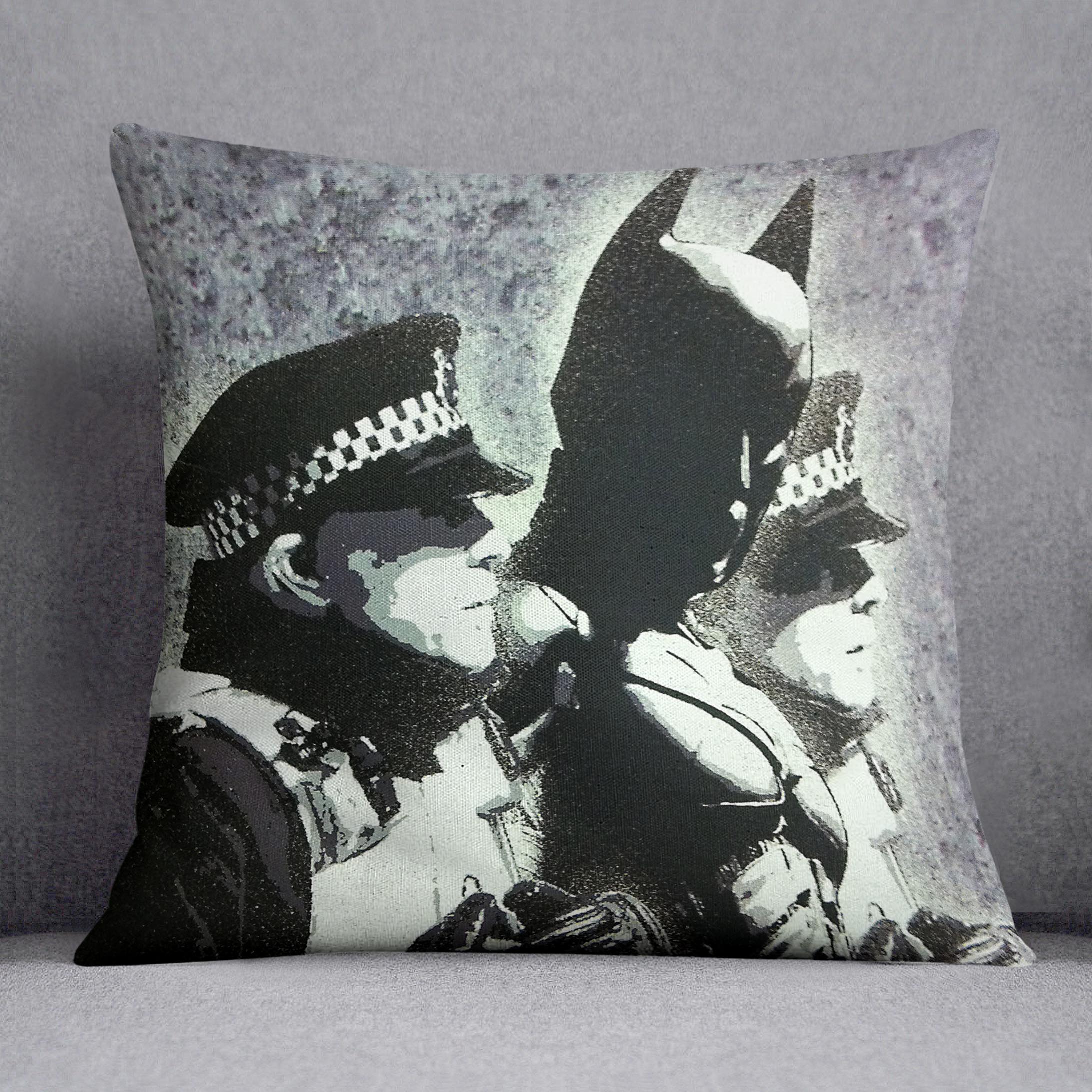 Banksy Batman and the Police Cushion Main image