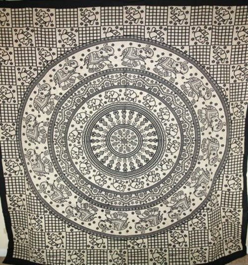 Black Baby Elephant Chakra Mandala Artwork Tapestry Secondary image