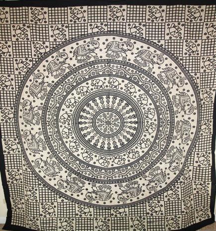 Black Baby Elephant Chakra Mandala Artwork Tapestry Main image