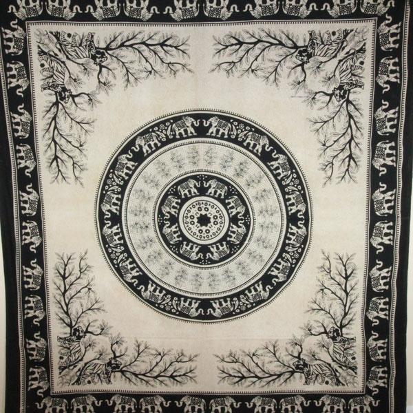 Black Tigers & Elephants Majestic Beasts Tapestry Main image