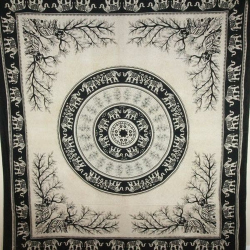 Black Tigers & Elephants Majestic Beasts Tapestry