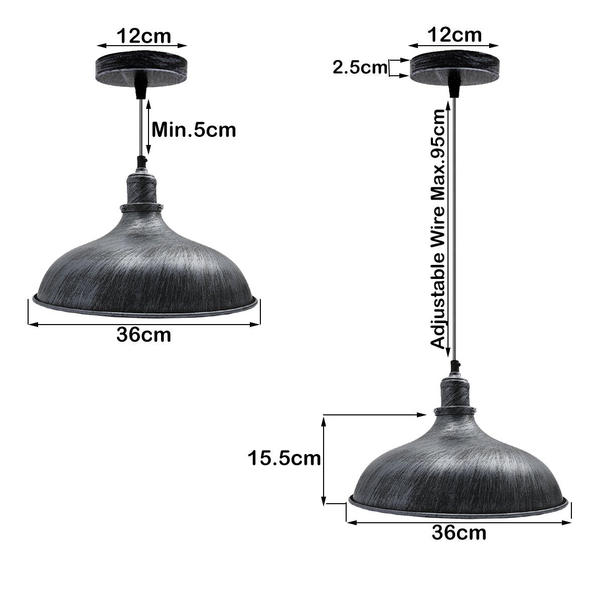 Brushed Silver Industrial Retro Ceiling Pendant Light~1479 Secondary image