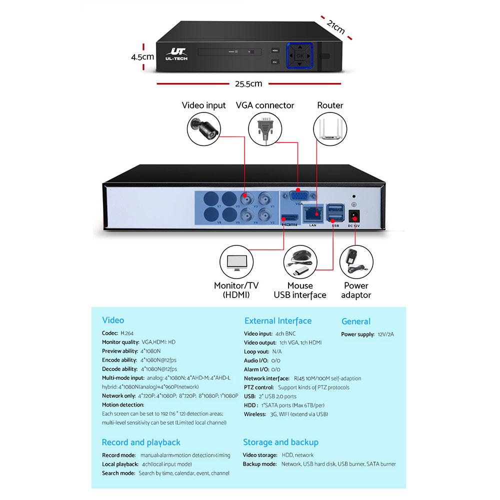 UL Tech 1080P 4 Channel HDMI CCTV Security Camera