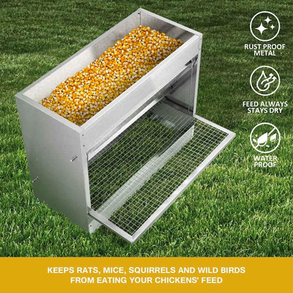 10kg Automatic Chook Chicken Feeder Poultry Auto Treadle Galvanised