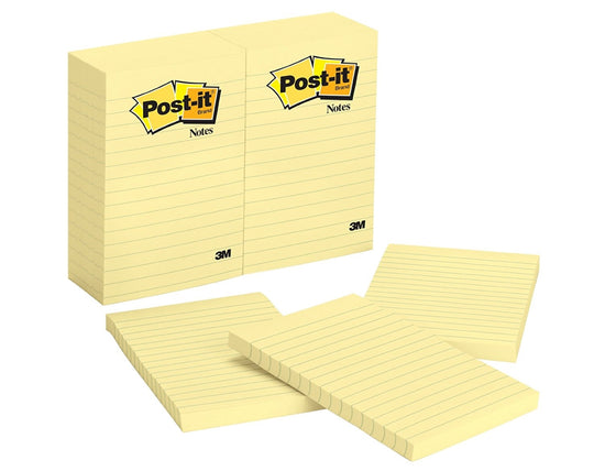 3M Office Products MMM660YW Canary Yellow Sticky note Notes With Lined