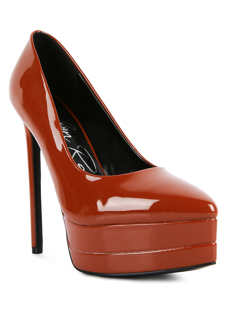 Cuddles Patent Faux Leather Platform Stiletto Pumps