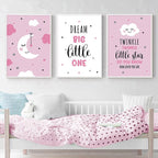 Cartoon Moon Canvas Art Poster Nursery Quotes