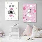Cartoon Moon Canvas Art Poster Nursery Quotes