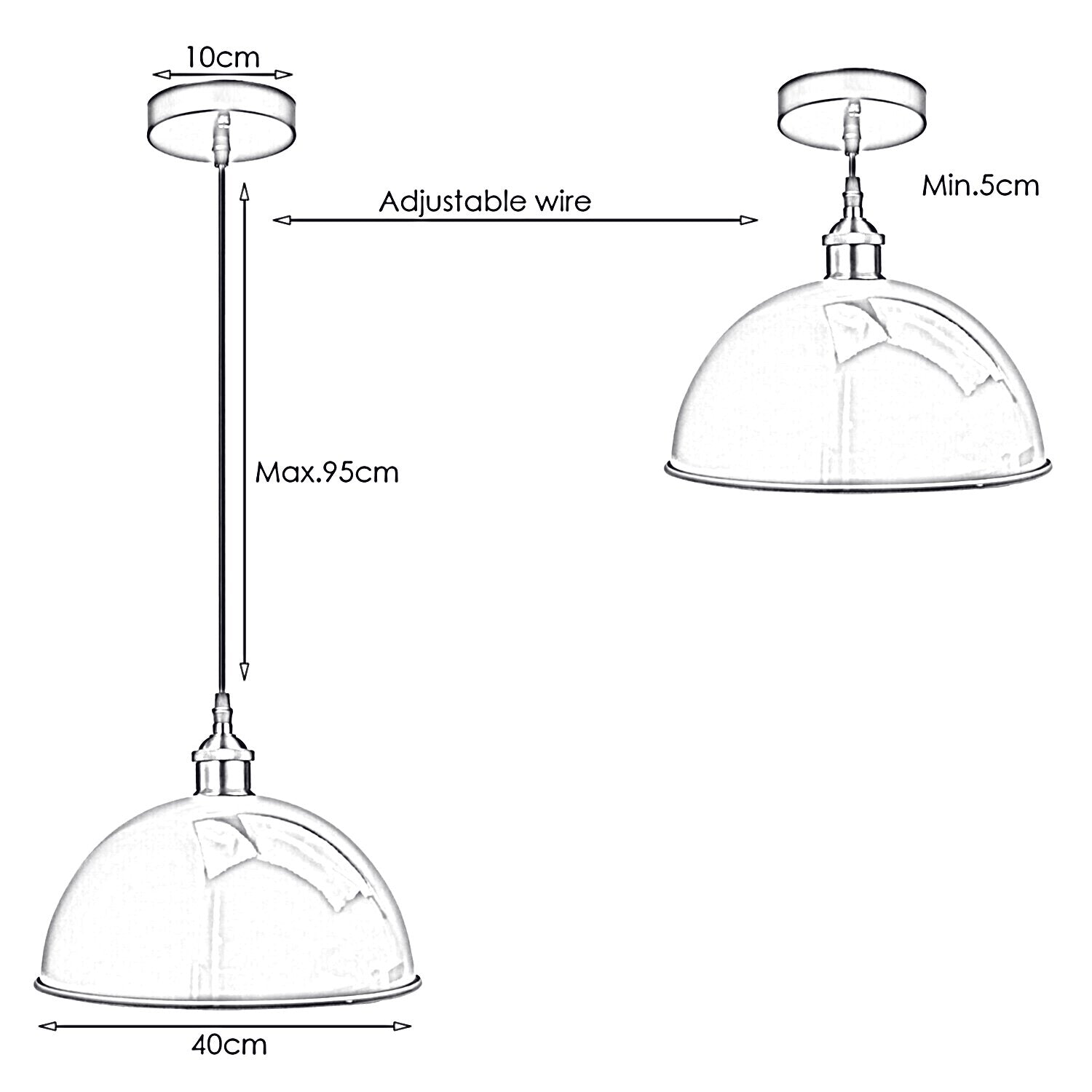 Grey Metal Ceiling Light Pendant Shade Retro Lampshade~1846 Secondary image