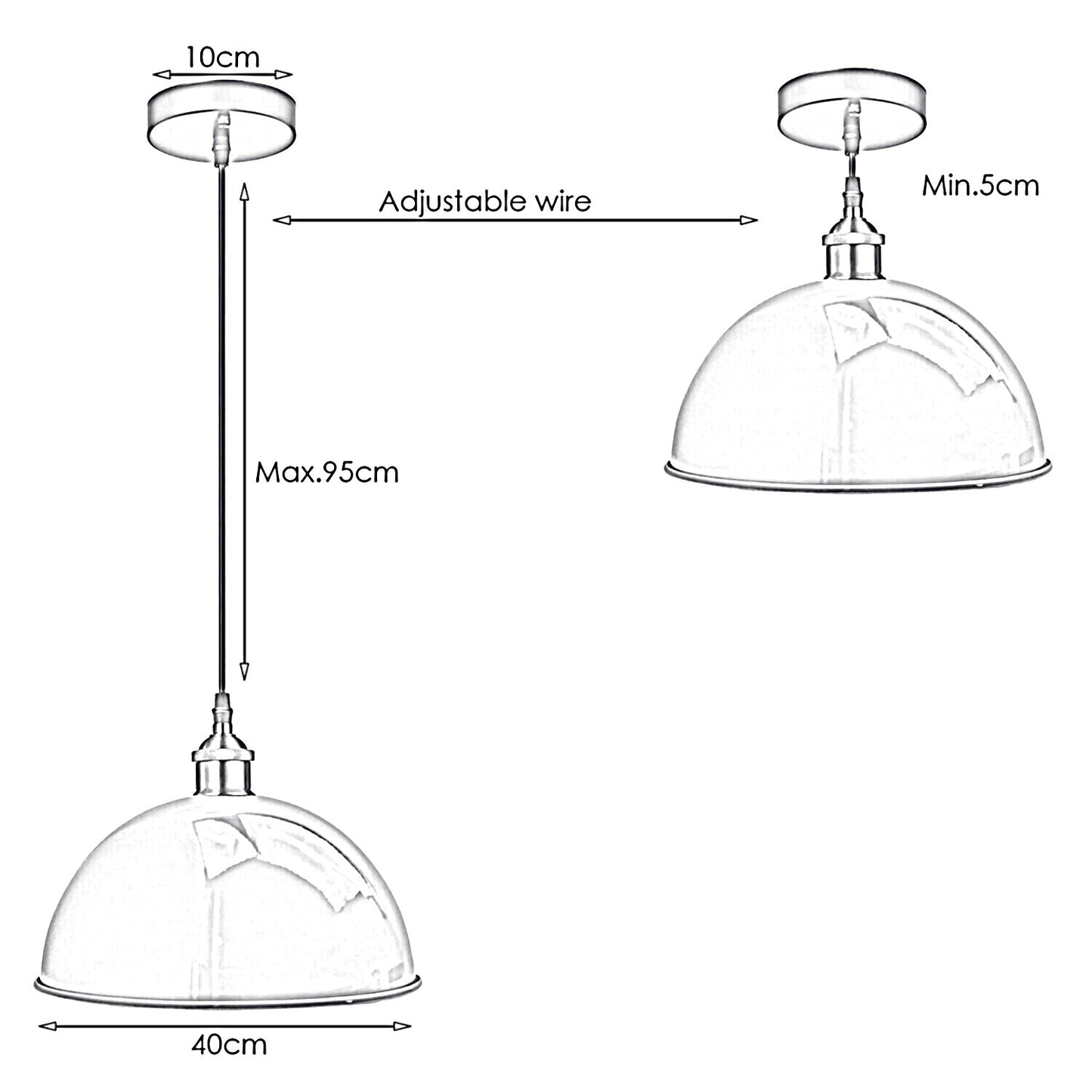 Grey Metal Ceiling Light Pendant Shade Retro Lampshade~1846