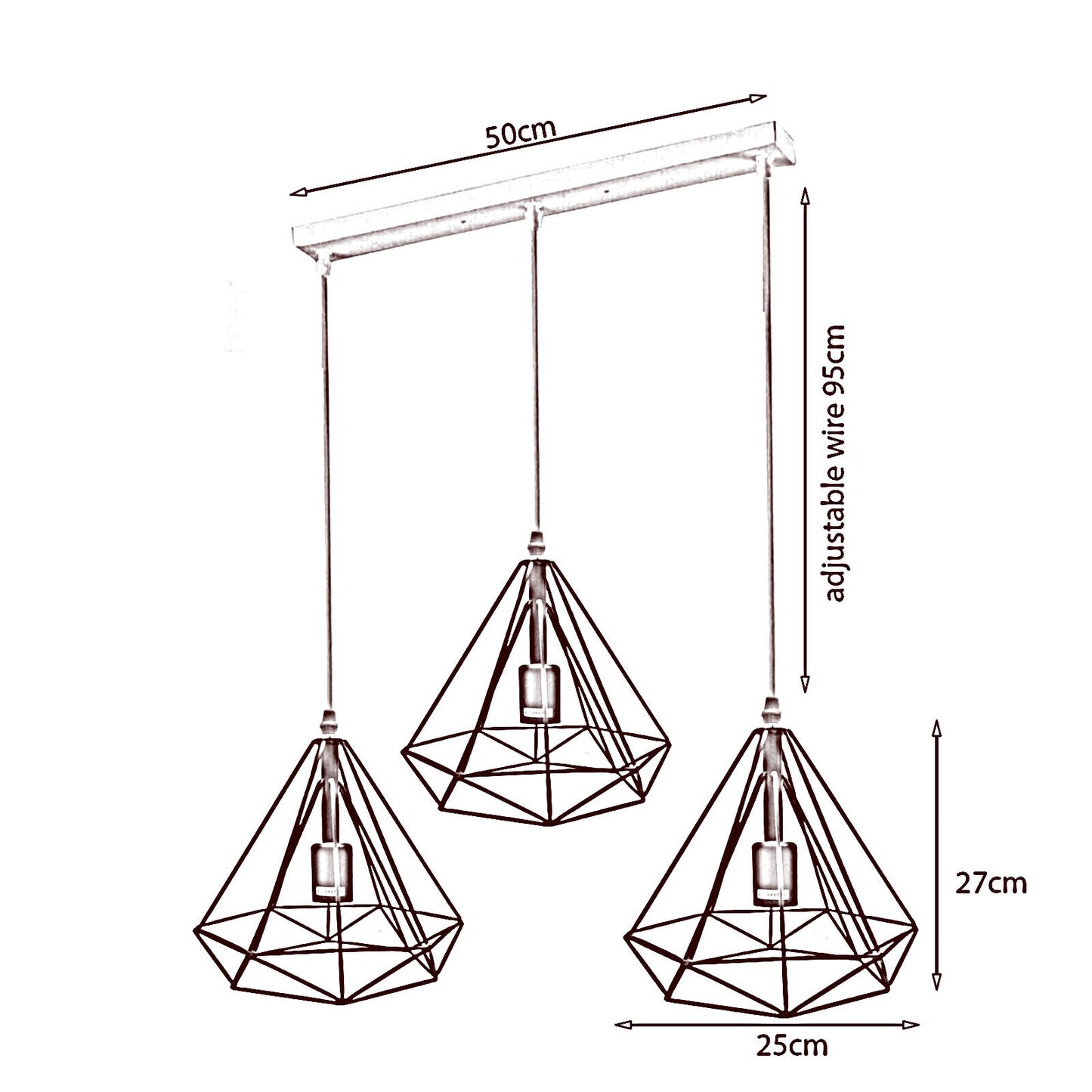 Diamond Cage 3 Head Pendant Lights ~1805