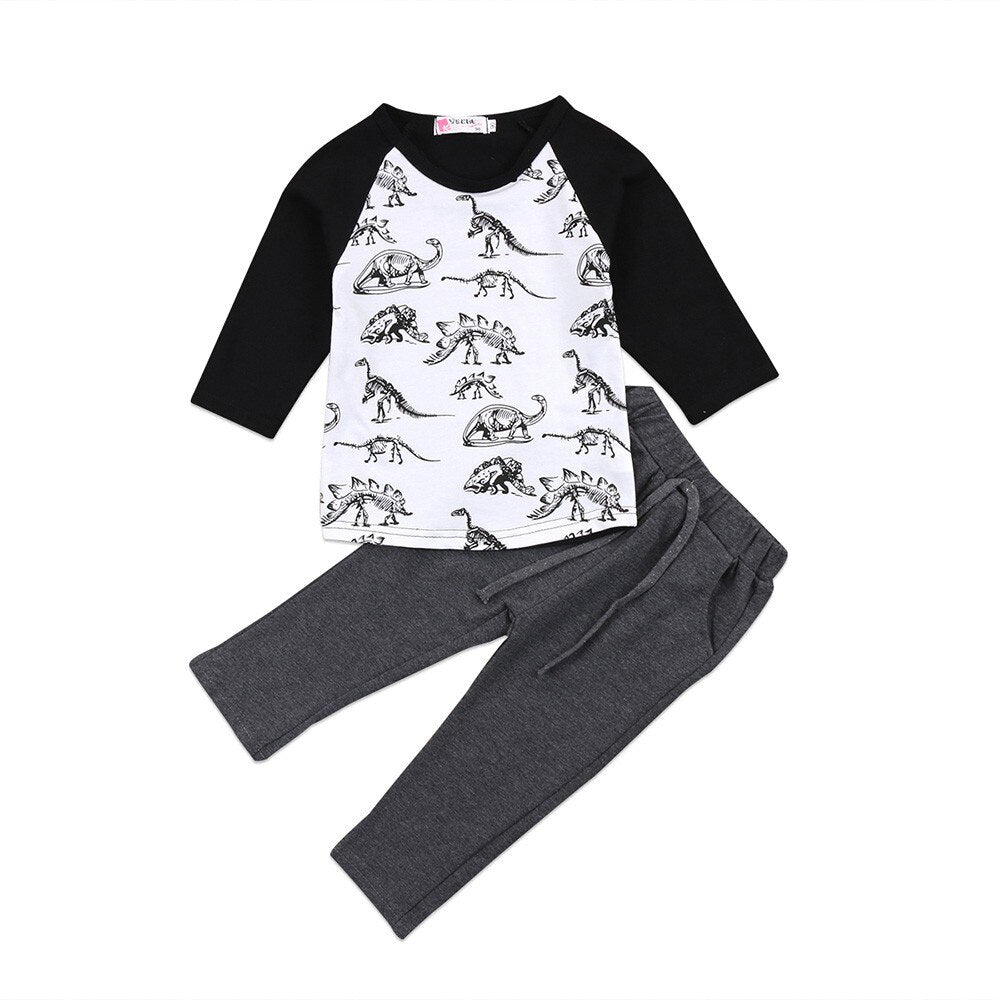 Children Kid Baby Boys Girls Dinosaur Bone Print