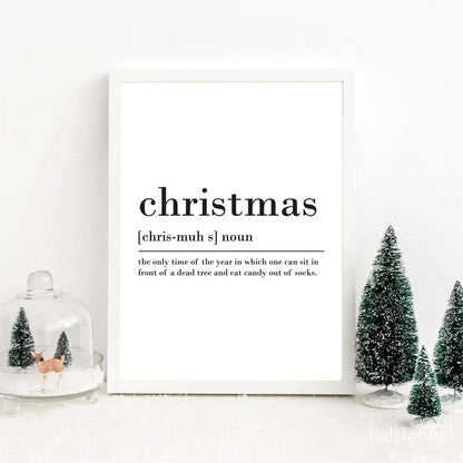 Christmas Definition Print Wall Art Canvas