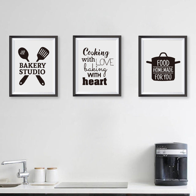 Cooking With Love Kitchen Quote Wall Art Prints
