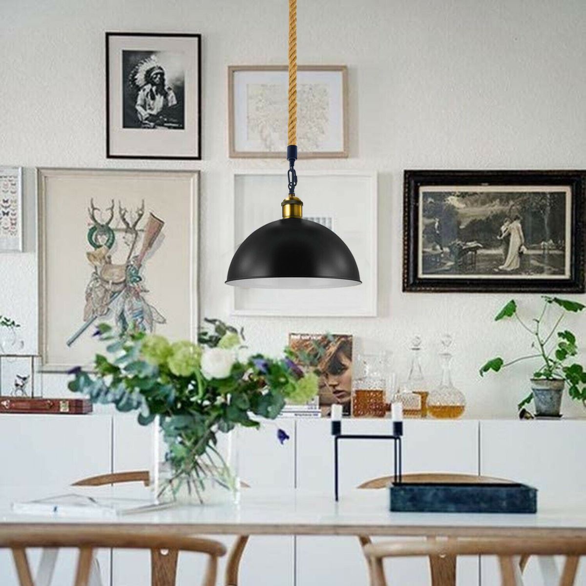 Metal Ceiling Pendant Light Modern Hemp Hanging Retro Lamps~1641 Secondary image