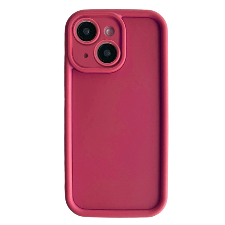 For iPhone 13 Fine Hole Shockproof Frame Frosted TPU Phone Case(Claret