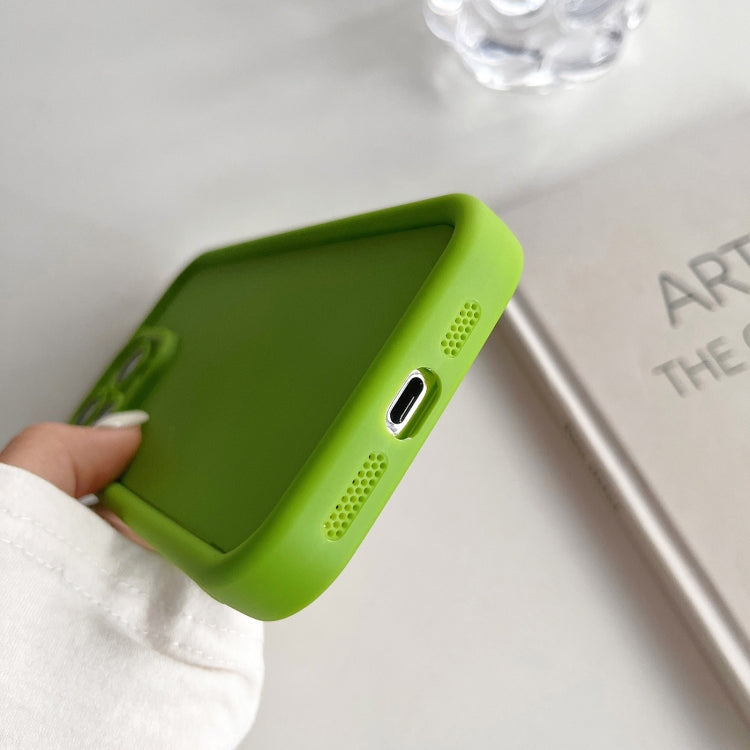 For iPhone 11 Fine Hole Shockproof Frame Frosted TPU Phone Case(Green)