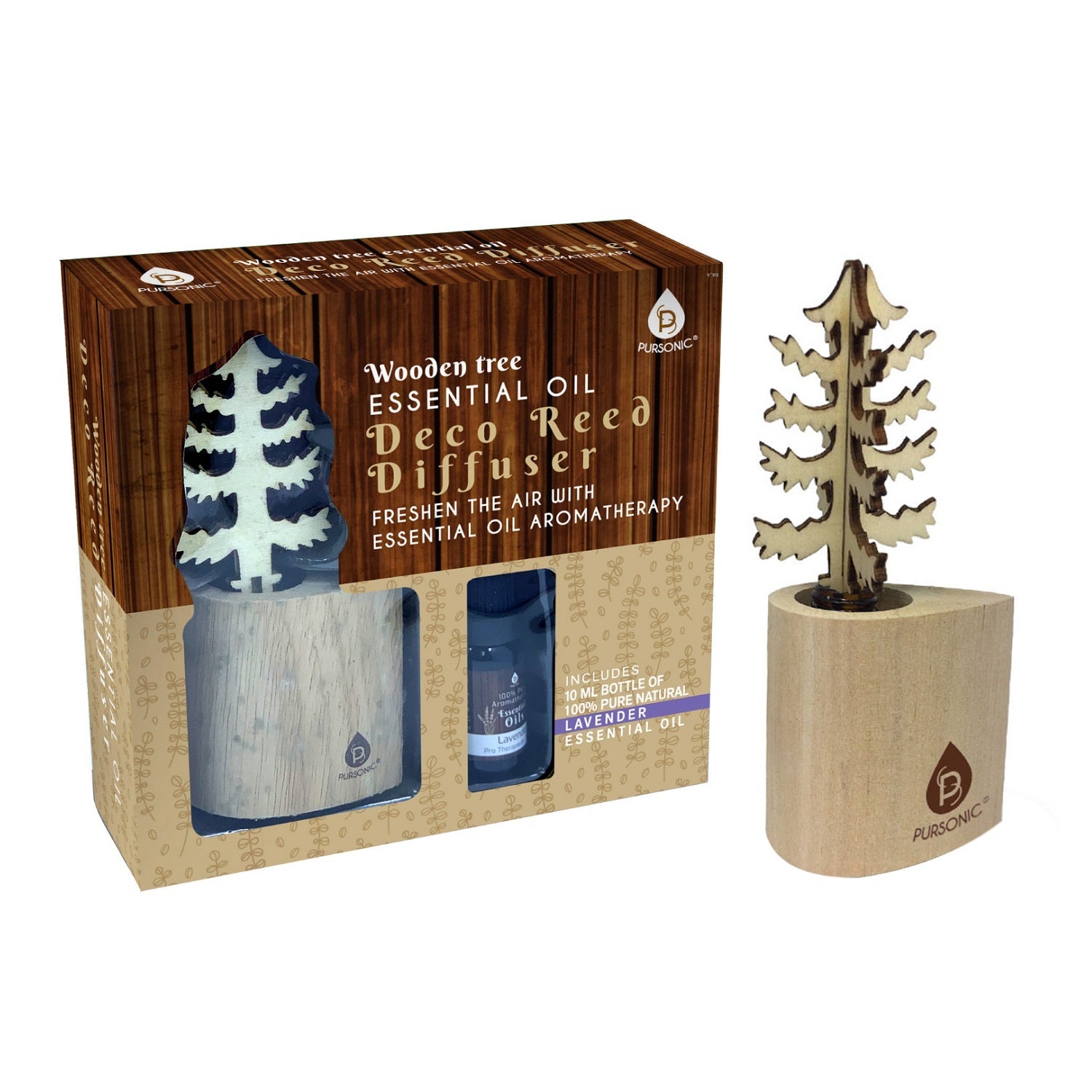 3D Wooden Standard Tree Reed Diffuser with Lavender Essential Oil Main image