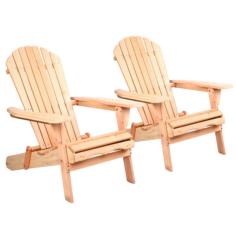 Gardeon Set of 2 Patio Furniture Outdoor Chairs Beach Chair Wooden Main image