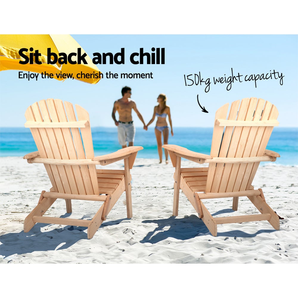 Gardeon Set of 2 Patio Furniture Outdoor Chairs Beach Chair Wooden