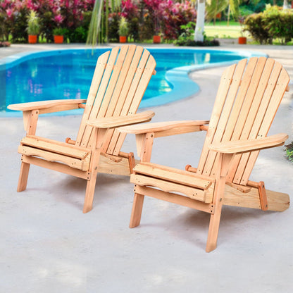 Gardeon Set of 2 Patio Furniture Outdoor Chairs Beach Chair Wooden