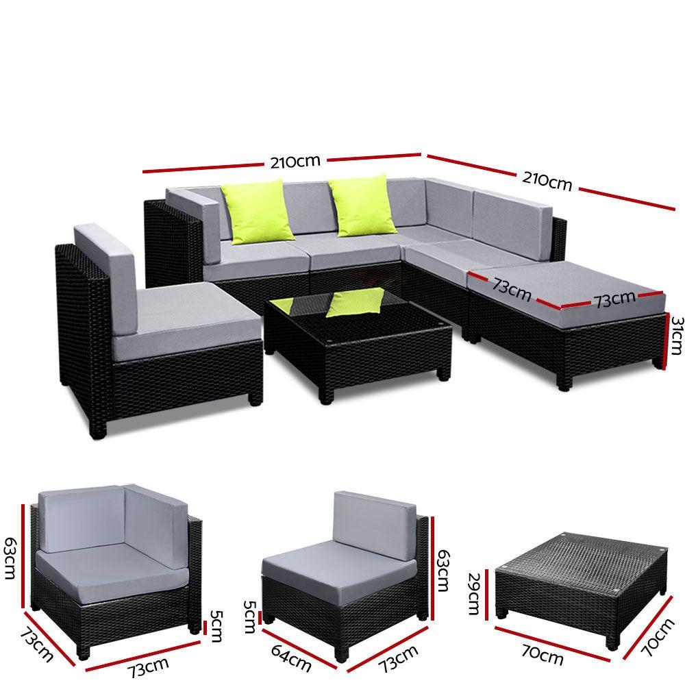 Gardeon 7PC Sofa Set Outdoor Furniture Lounge Setting Wicker Couches