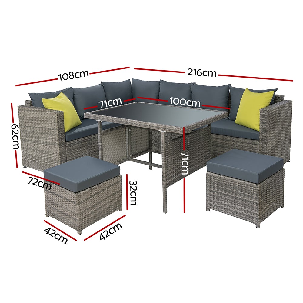 Gardeon Outdoor Furniture Patio Set Dining Sofa Table Chair Lounge