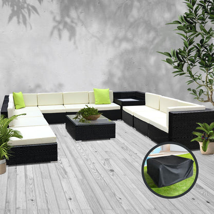 Gardeon 12PC Sofa Set with Storage Cover Outdoor Furniture Wicker