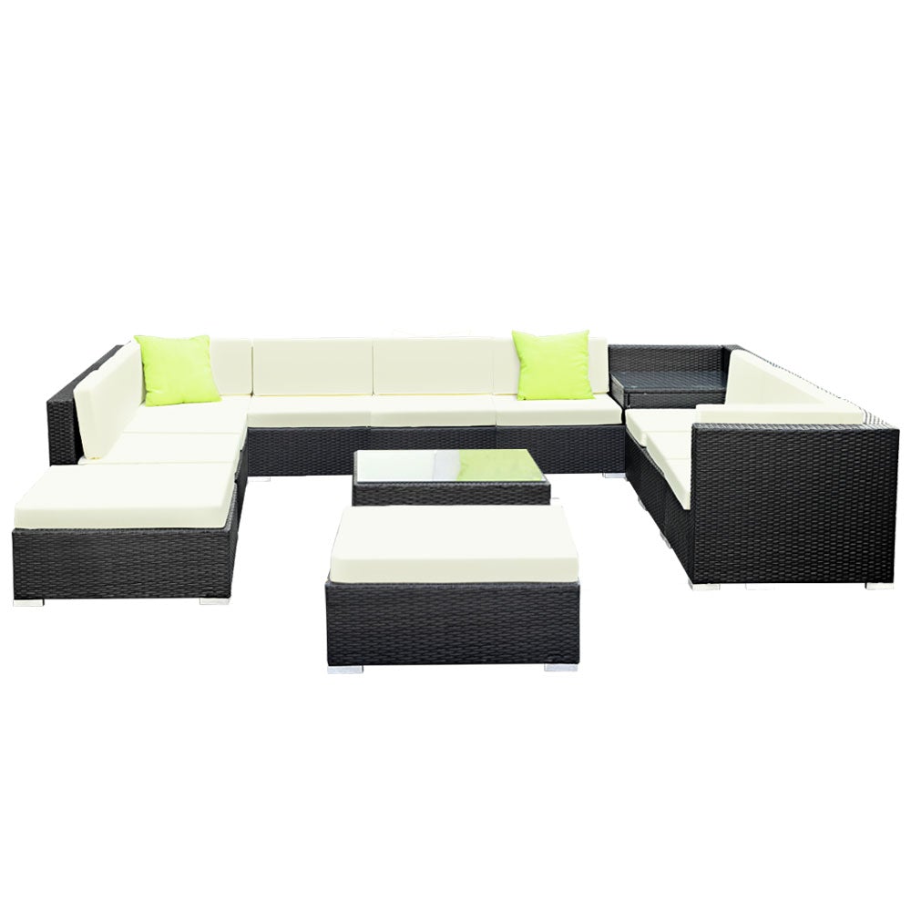 Gardeon 13PC Sofa Set with Storage Cover Outdoor Furniture Wicker