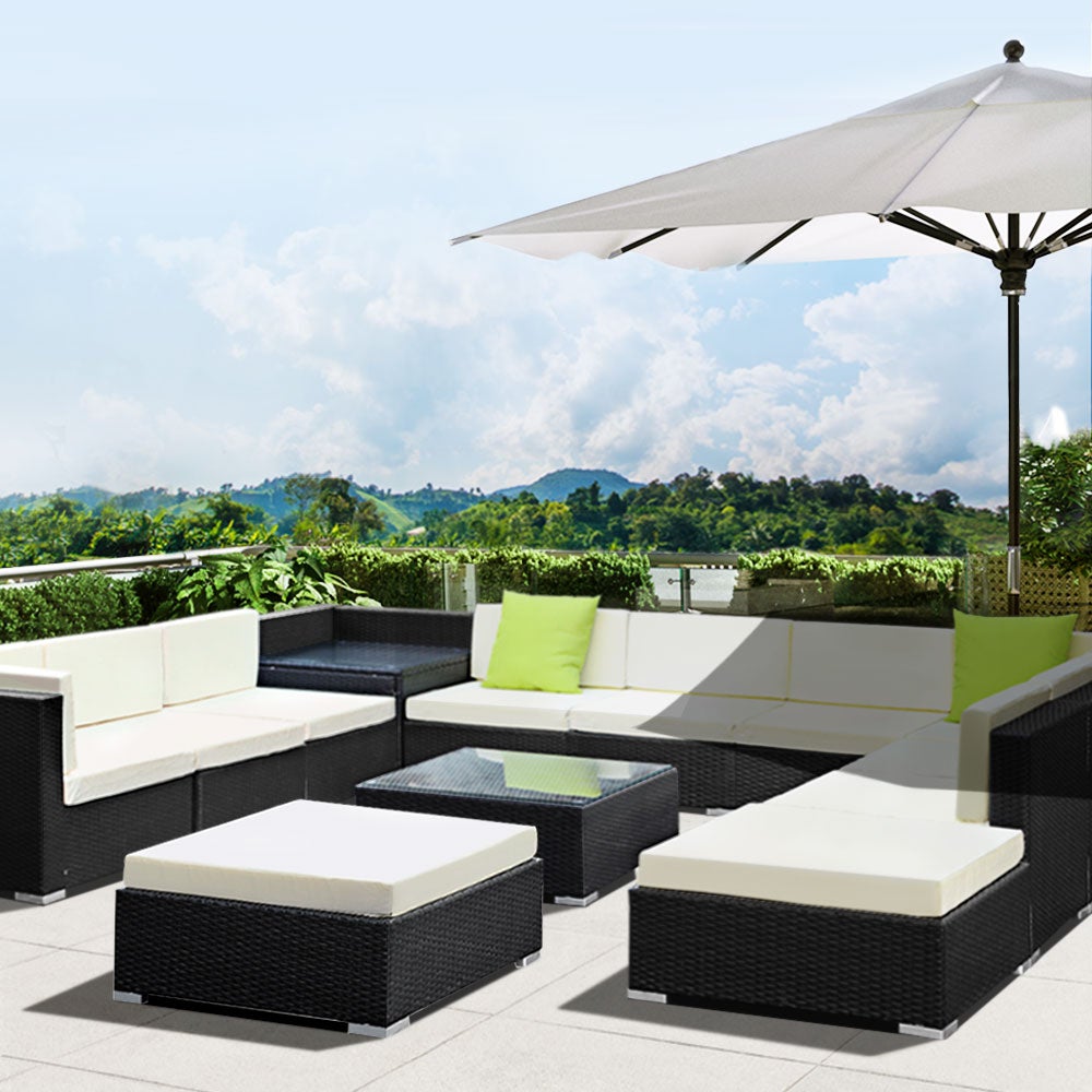 Gardeon 13PC Sofa Set with Storage Cover Outdoor Furniture Wicker