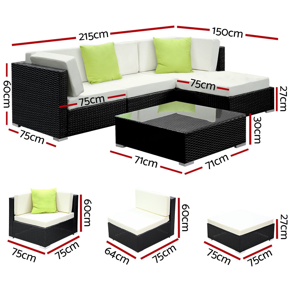 Gardeon 5PC Outdoor Furniture Sofa Set Wicker Garden Patio Pool Lounge Secondary image