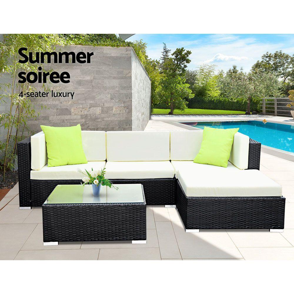 Gardeon 5PC Outdoor Furniture Sofa Set Wicker Garden Patio Pool Lounge Main image
