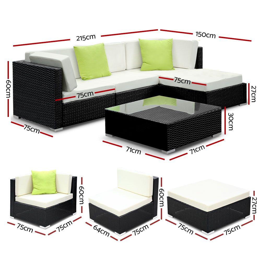 Gardeon 5PC Outdoor Furniture Sofa Set Wicker Garden Patio Pool Lounge Secondary image