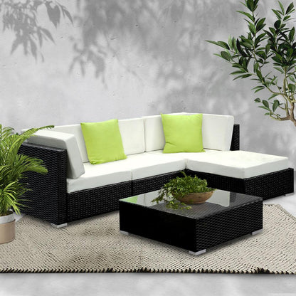 Gardeon 5PC Outdoor Furniture Sofa Set Wicker Garden Patio Pool Lounge