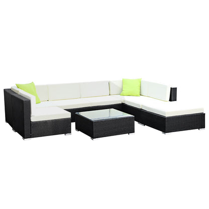 Gardeon 8PC Sofa Set with Storage Cover Outdoor Furniture Wicker