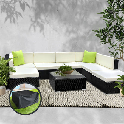 Gardeon 8PC Sofa Set with Storage Cover Outdoor Furniture Wicker