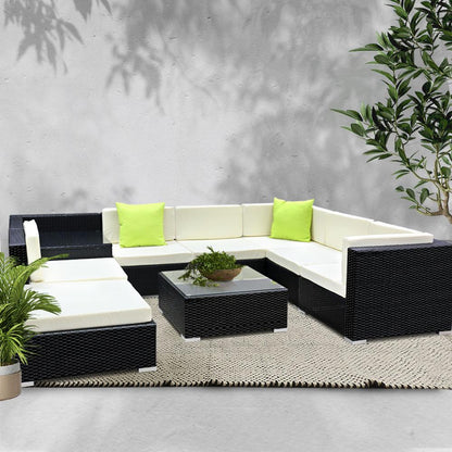 Gardeon 9PC Outdoor Furniture Sofa Set Wicker Garden Patio Pool Lounge