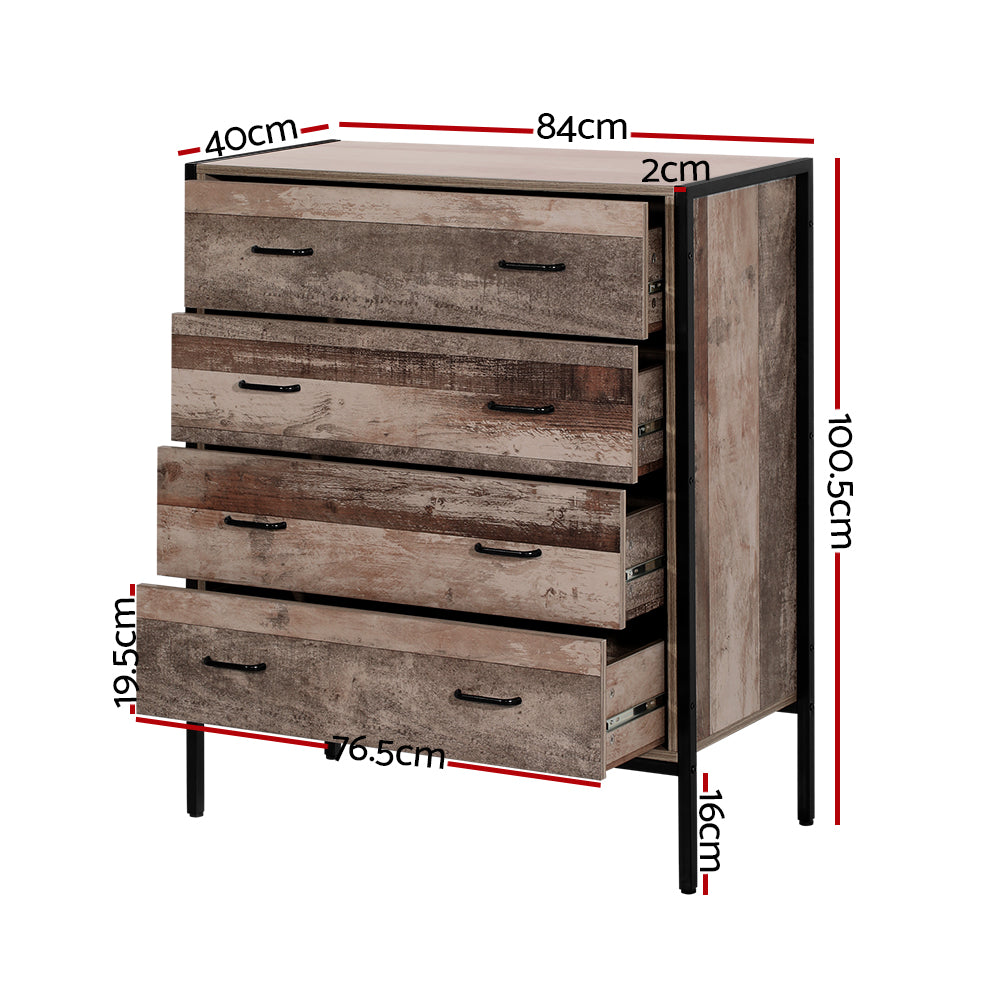 Artiss Chest of Drawers Tallboy Dresser Storage Cabinet Industrial