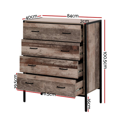 Artiss Chest of Drawers Tallboy Dresser Storage Cabinet Industrial