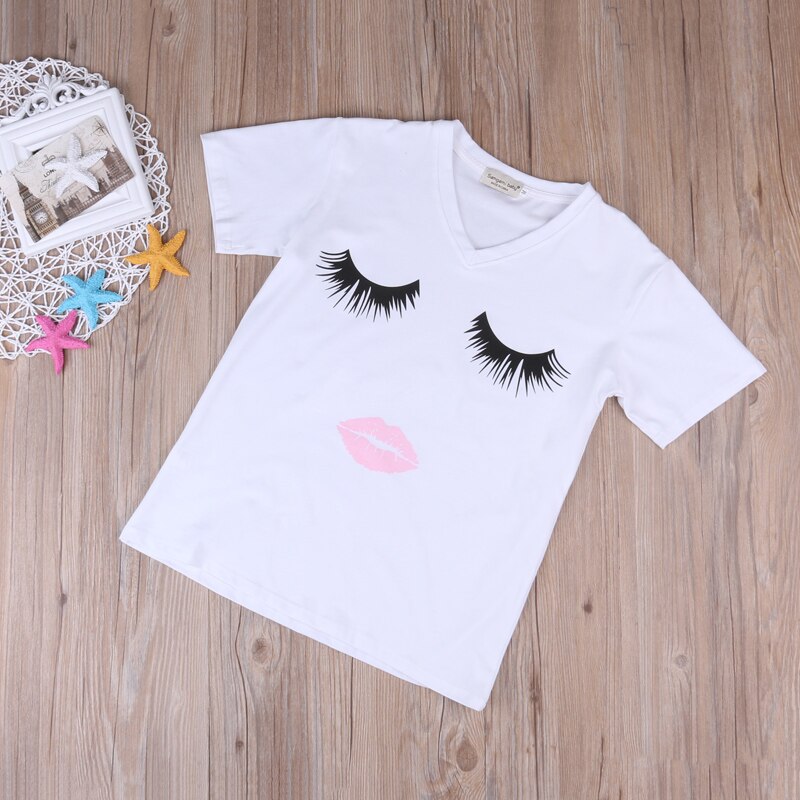 Family Matching Sets Outfit Eyelash Lips Printed
