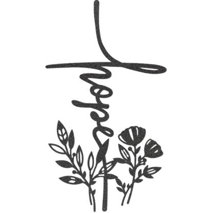 Hope Flower Cross - Metal Wall Art