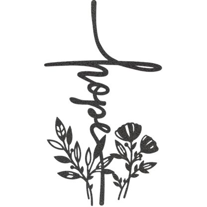 Hope Flower Cross - Metal Wall Art